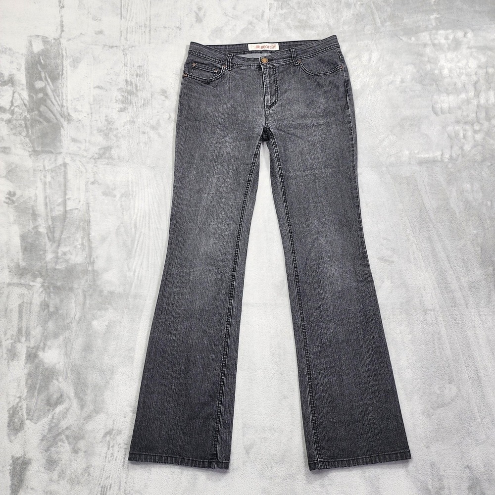 Vintage Faded Glory Jeans Womens 12 TALL Black Mid Rise Bootcut Stretch Denim